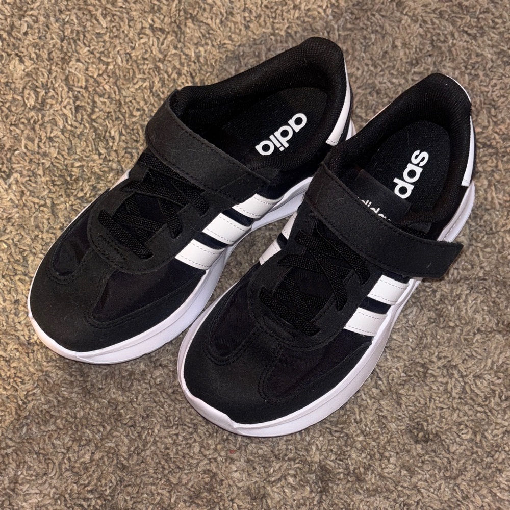 Adidas Kids Black and White Velcro Sneakers